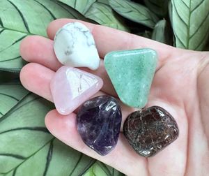 Love, romance and self love crystal set with five tumbled stones