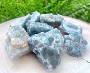 Raw rough blue calcite crystal chunks