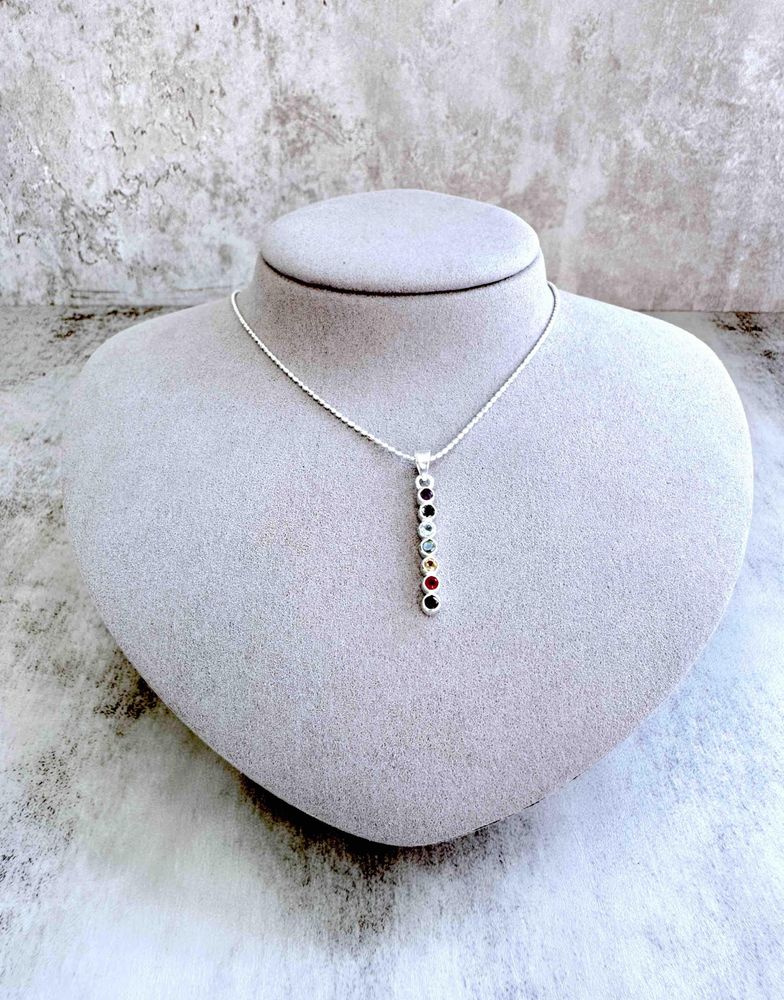 seven chakra sterling silver drop pendant on optional chain