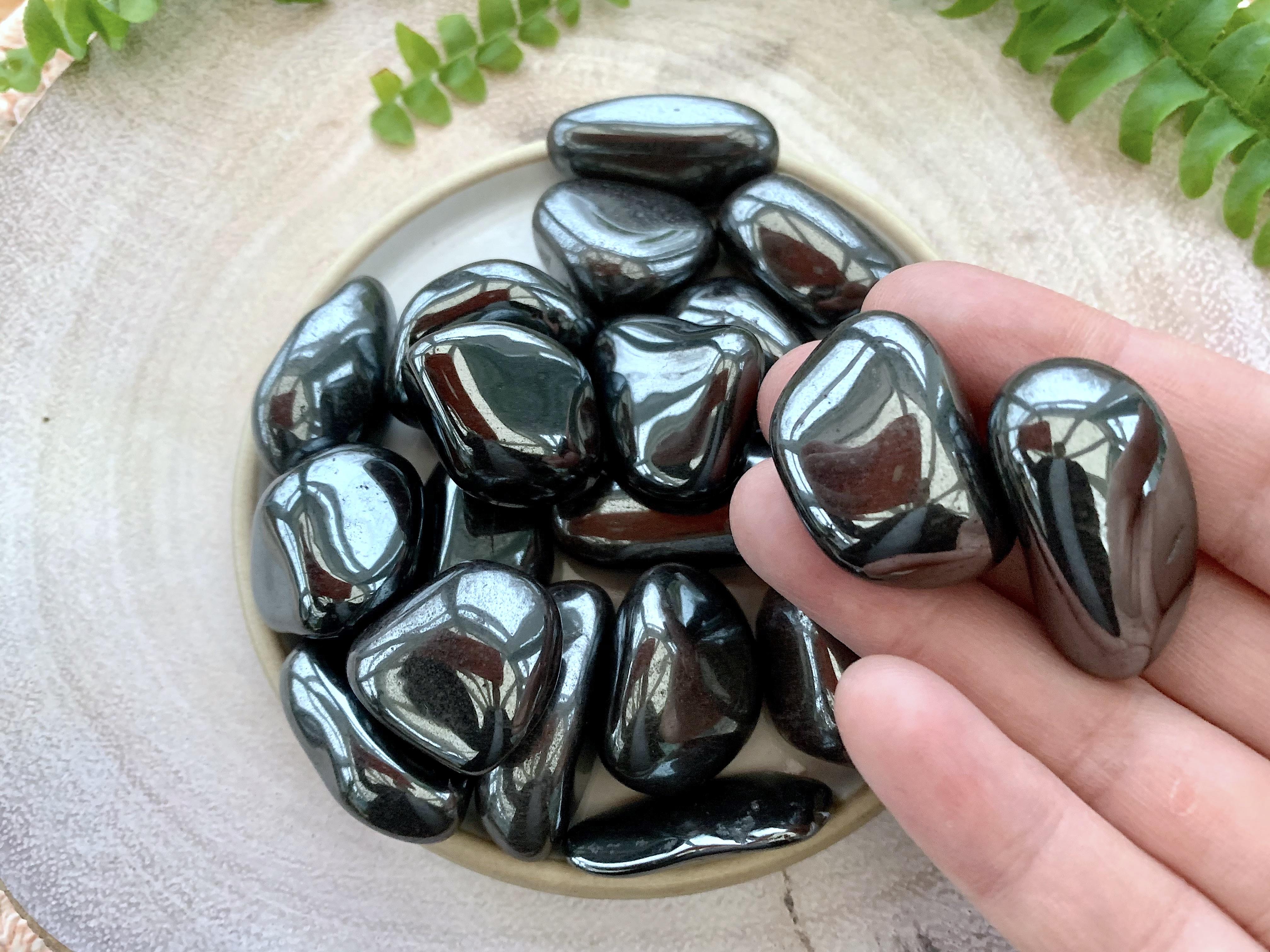 Hematite Tumble Stone Crystal for Grounding Protection Stress and Anxiety, The Holistic Hamper, online crystal shop UK