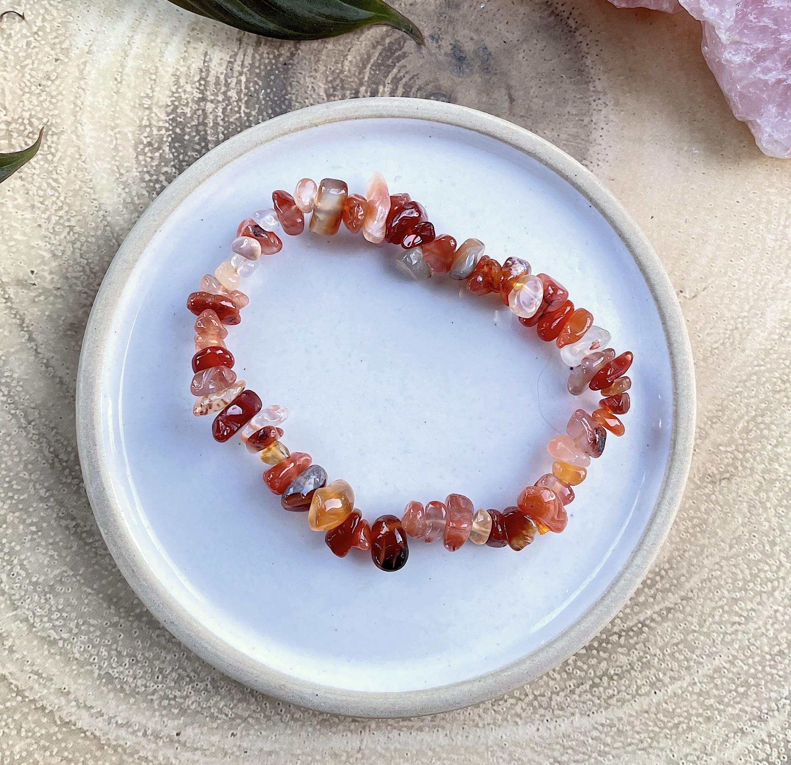 Red Carnelian Chip Bracelet, The Holistic Hamper, online crystal healing shop UK