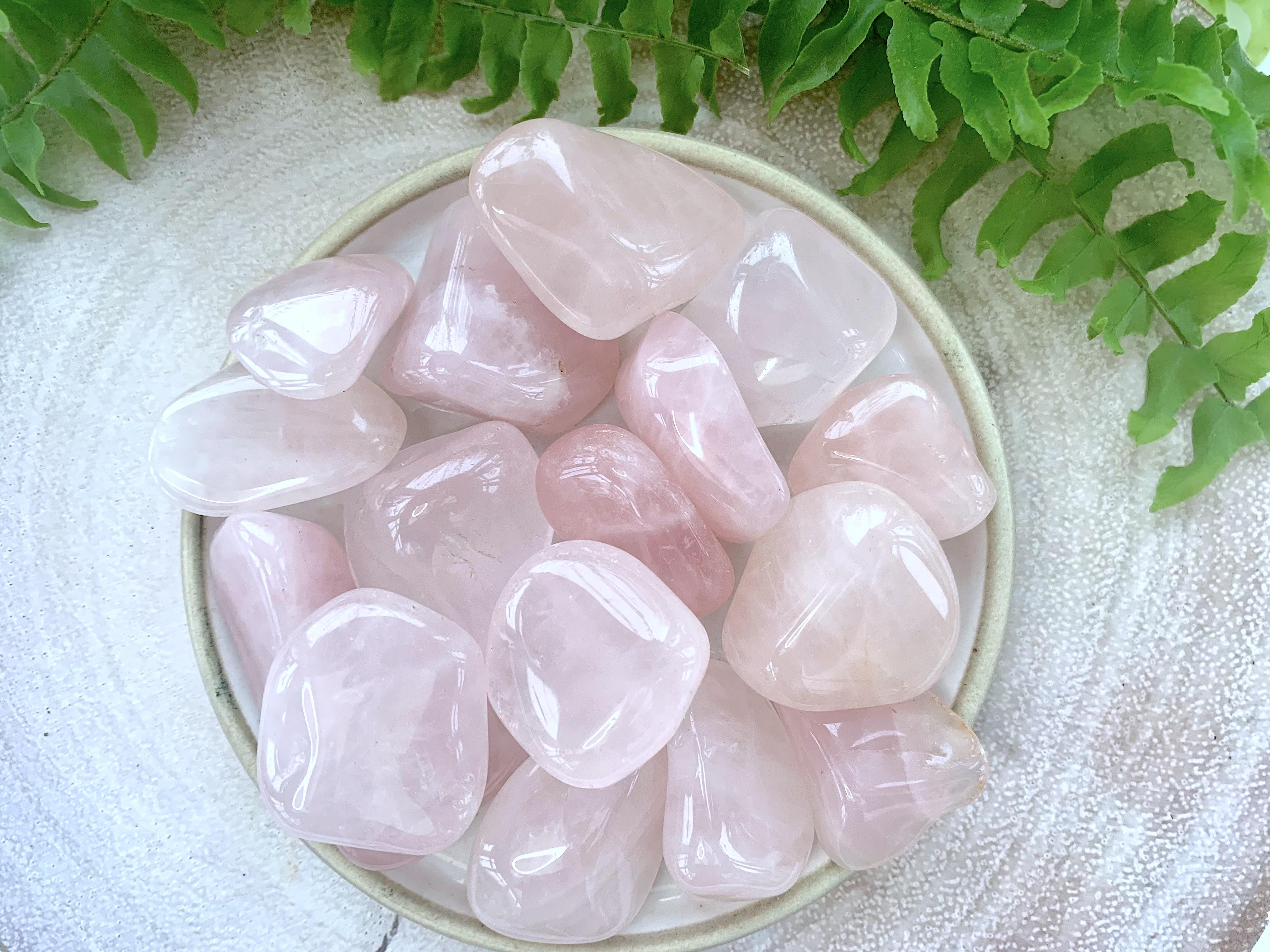 Rose quartz tumbled stones rocks, pink quartz gifts, UK online crystal shop Lincolnshire