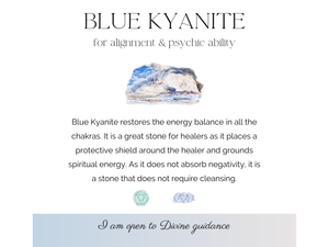 Blue kyanite information card