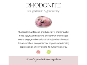 rhodonite crystal information card