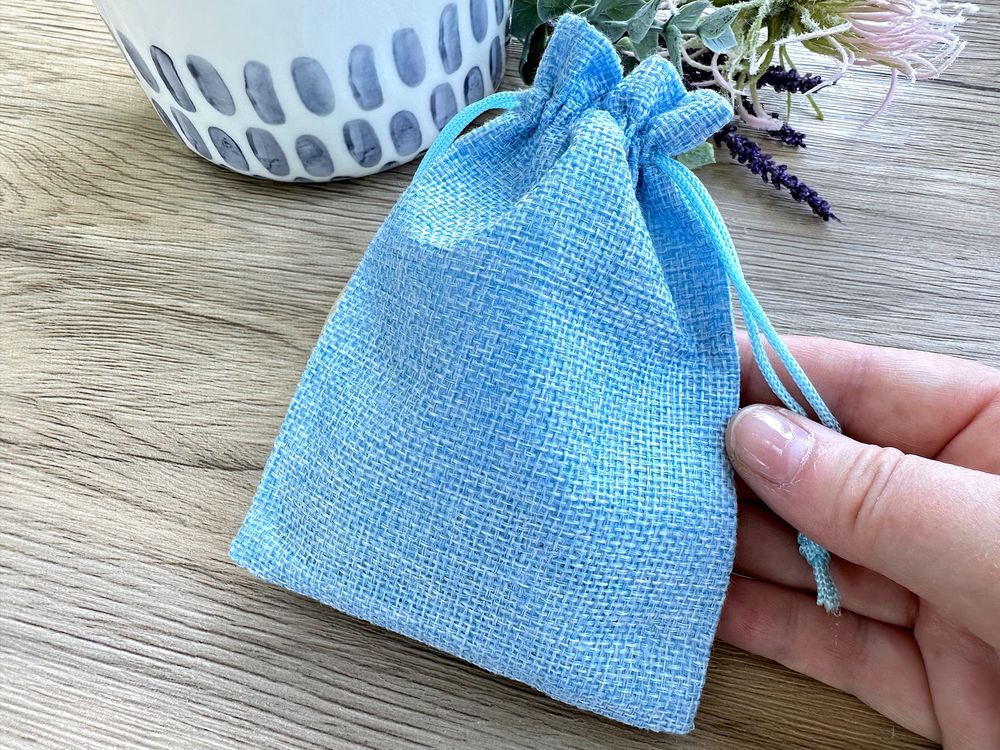 hessian gift bag for personal power crystal cage set
