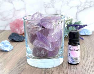 amethyst crystal diffuser with anti anxiety essential oil blend