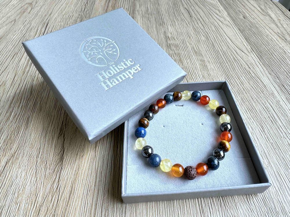Leo zodiac crystal bracelet handmade by sally from the holistic hamper crystals UK