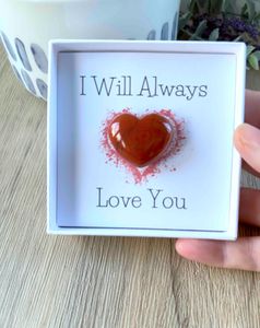 I will always love you crystal heart gift box, valentines day red jasper