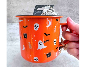 Halloween gift set with mug, sage stick, protection spell candle and spider keyring