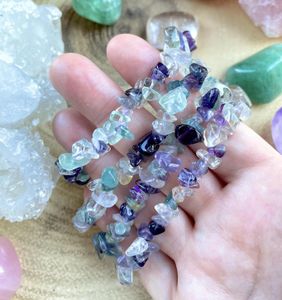 Rainbow Fluorite Crystal Chip Bracelet, The Holistic Hamper, online crystal healing shop UK