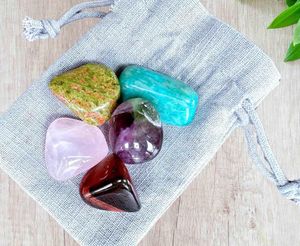 Best friends BFF Crystals Set with Five Tumbled Stones and cotton gift bag
