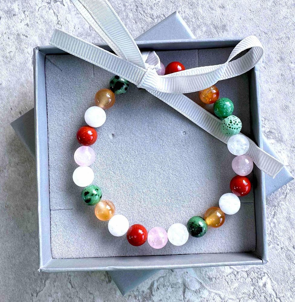 fertility bracelet with crystal beads in box