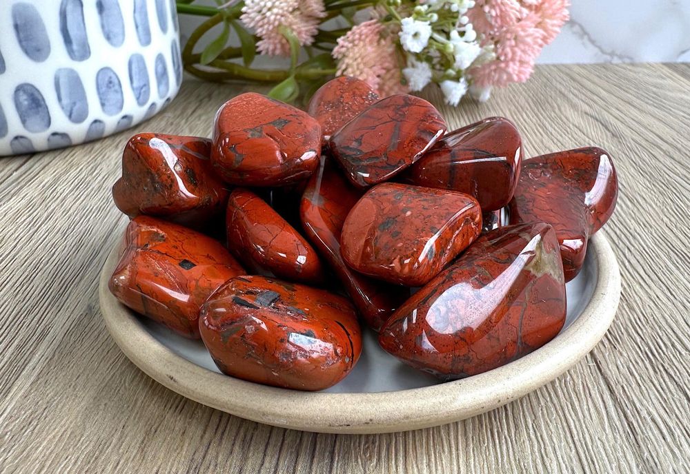 red brecciated jasper tumbled stones, The Holistic Hamper Crystals UK
