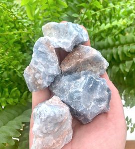 Raw rough blue calcite crystal chunks
