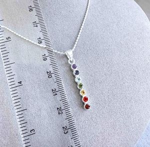 seven chakra sterling silver drop pendant on optional chain