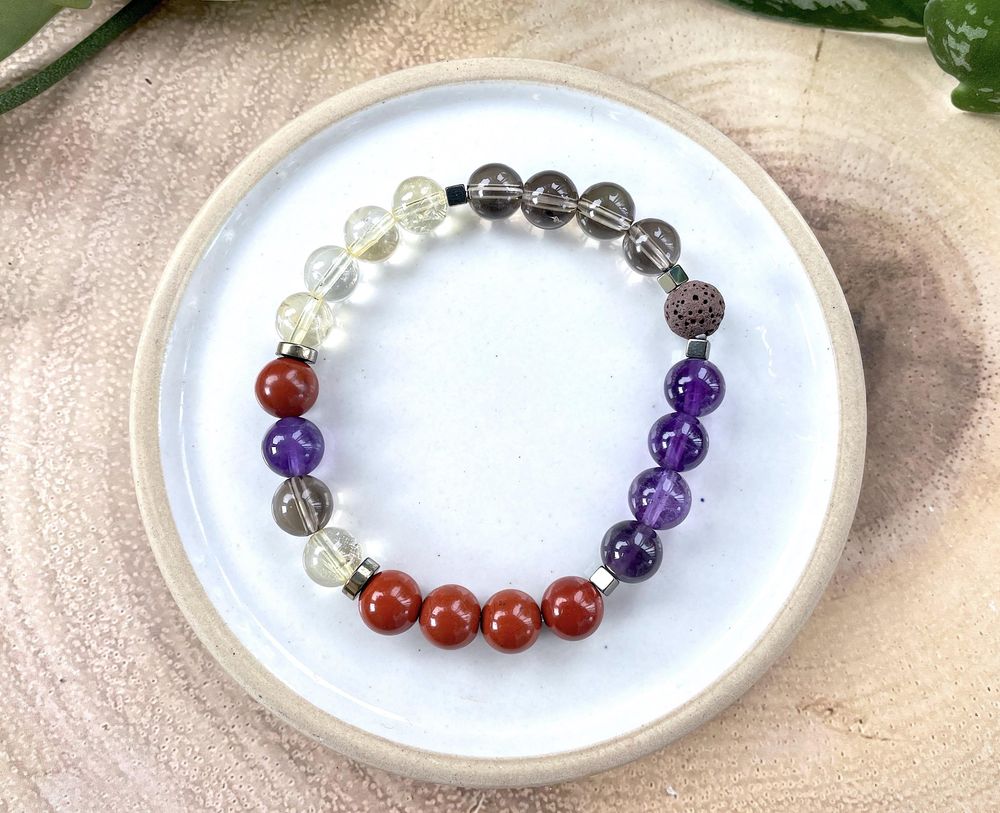 Cancer support crystal bracelet handmade 8mm beads from sally at the holistic hamper