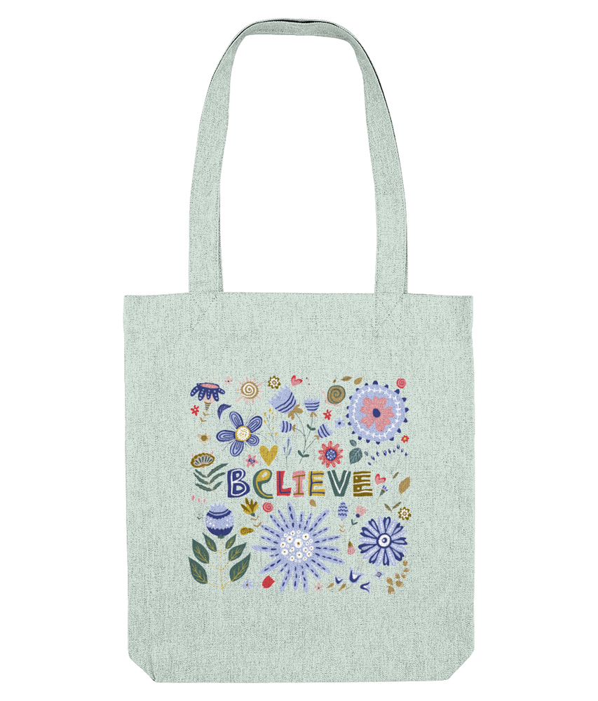 pale green believe tote bag for women and girls, the holistic hamper