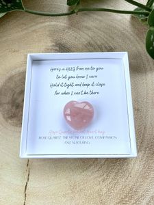 rose quartz pocket hug long distance gift, the holistic hamper crystals