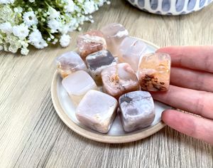 Flower agate crystal cubes, the holistic hamper UK Crystal Shop