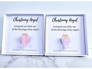 Rose Quartz Angel Boys or Girls Christening Gift, The Holistic Hamper Crystal Shop