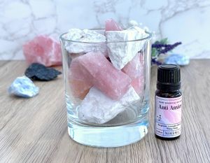 howlite and rose quartz calming crystal diffuser with lava tumble stone with essential oil blend