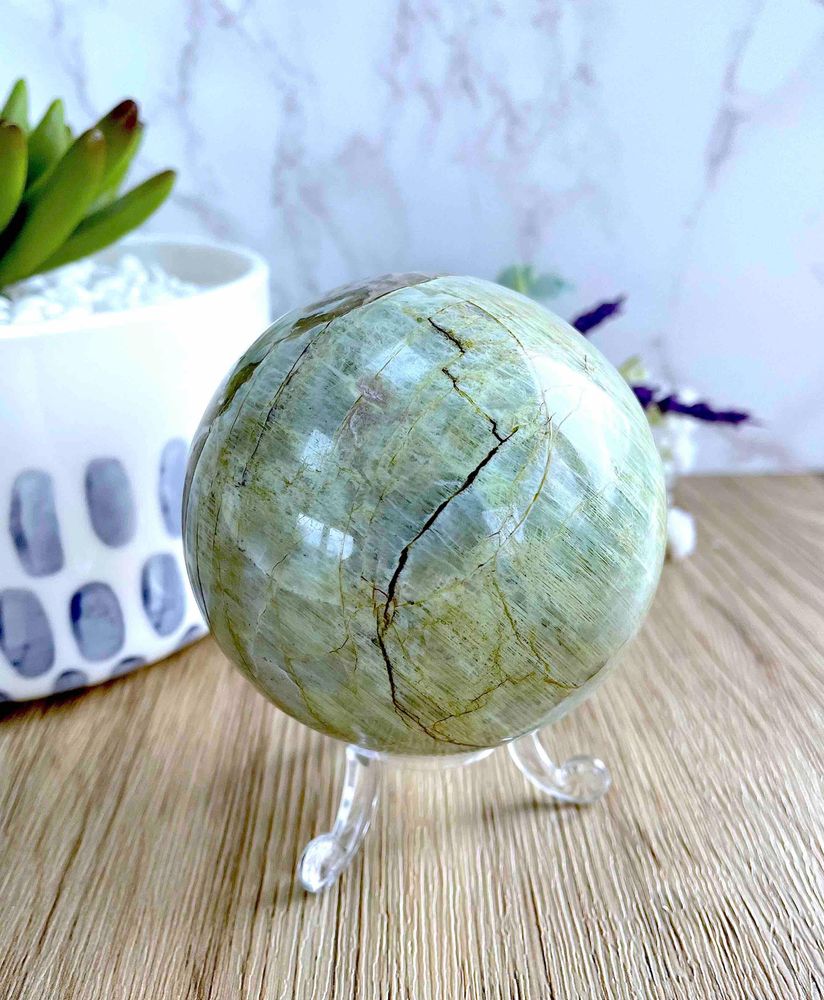 garnierite green moonstone large sphere for anxiety and stress