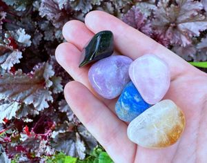 libra zodiac crystals set with five tumbled stones a hand