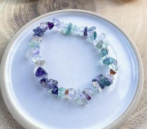 Rainbow Fluorite Crystal Chip Bracelet, The Holistic Hamper, online crystal healing shop UK