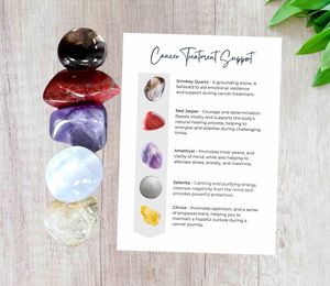 cancer treatment support crystals set of five tumbled stones and card