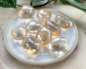 Topaz aura quartz crystal tumblestones, the holistic hamper UK crystal shop