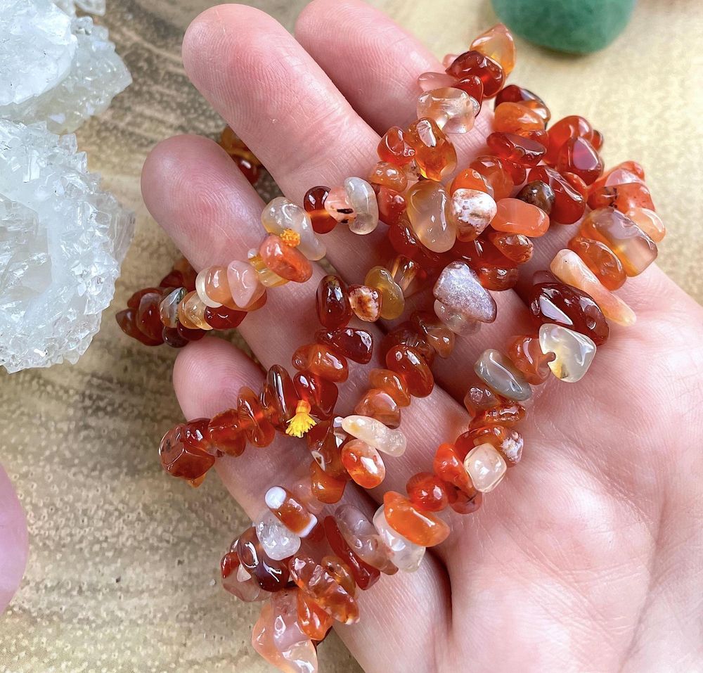 Red Carnelian Chip Bracelet Group, The Holistic Hamper, online crystal healing shop UK