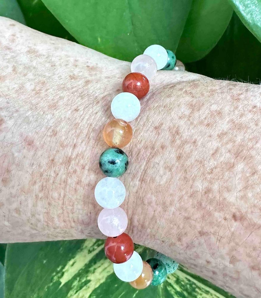 fertility bracelet with crystal beads on wrist