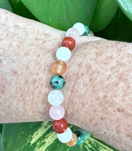 fertility bracelet with crystal beads on wrist