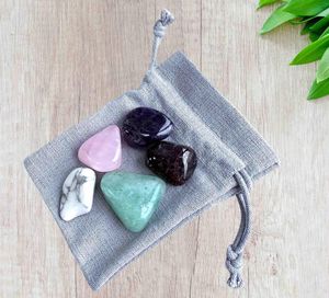 Love, romance and self love crystal set with five tumbled stones and gift bag