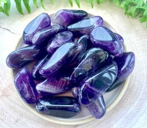 Dark Purple Amethyst Crystal Healing Tumbled Stones
