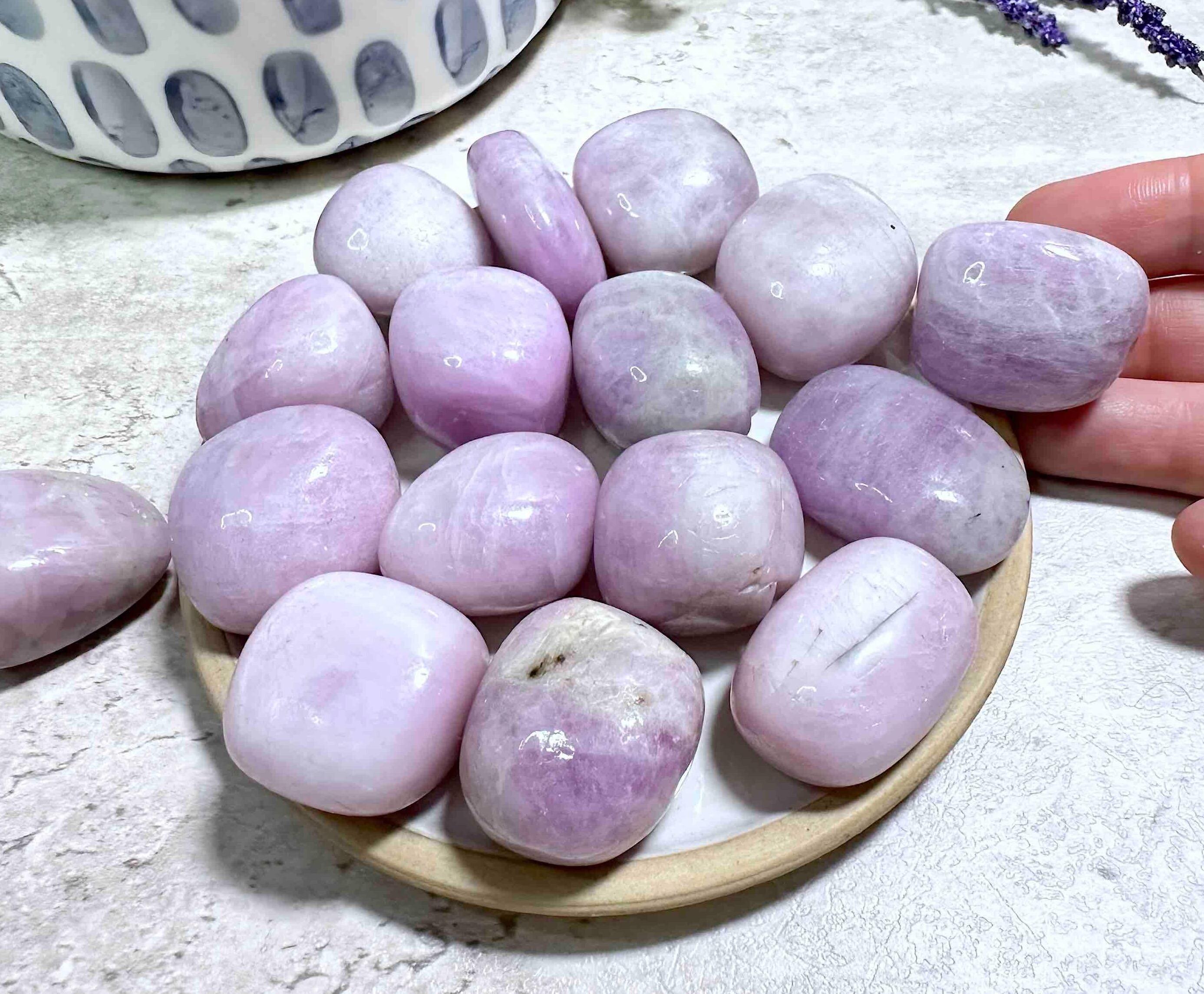 RARE Kunzite Crystal Tumbled Stones for Emotional Healing Self Compassion