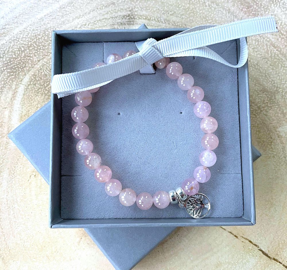 Madagascar rose quartz sterling silver charm bracelet handmade to order, the holistic hamper crystals UK