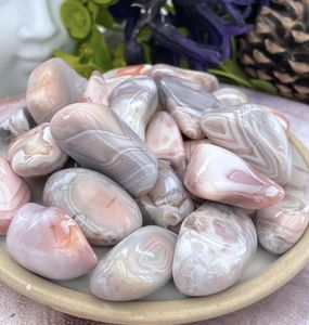 pink bostwana agate tumble stones, crystal shop uk
