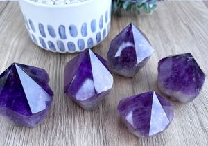 five deep purple amethyst points