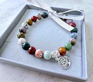 Ocean Jasper crystal sterling silver charm bracelet in box, the holistic hamper crystals UK