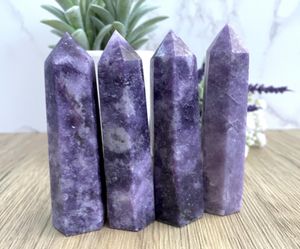purple mica lepidolite crystal towers set of 4 from The holistic hamper UK crystal shop