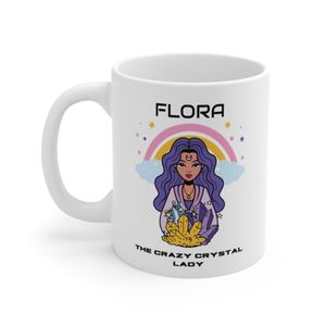 personalised crazy crystal lady mug, white ceramic