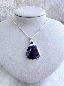 zebra amethyst crystal pendant in sterling silver with optional chain