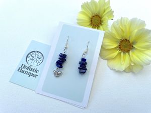 Crystal chip earrings with optional bee charm, The Holistic Hamper, online crystal shop UK