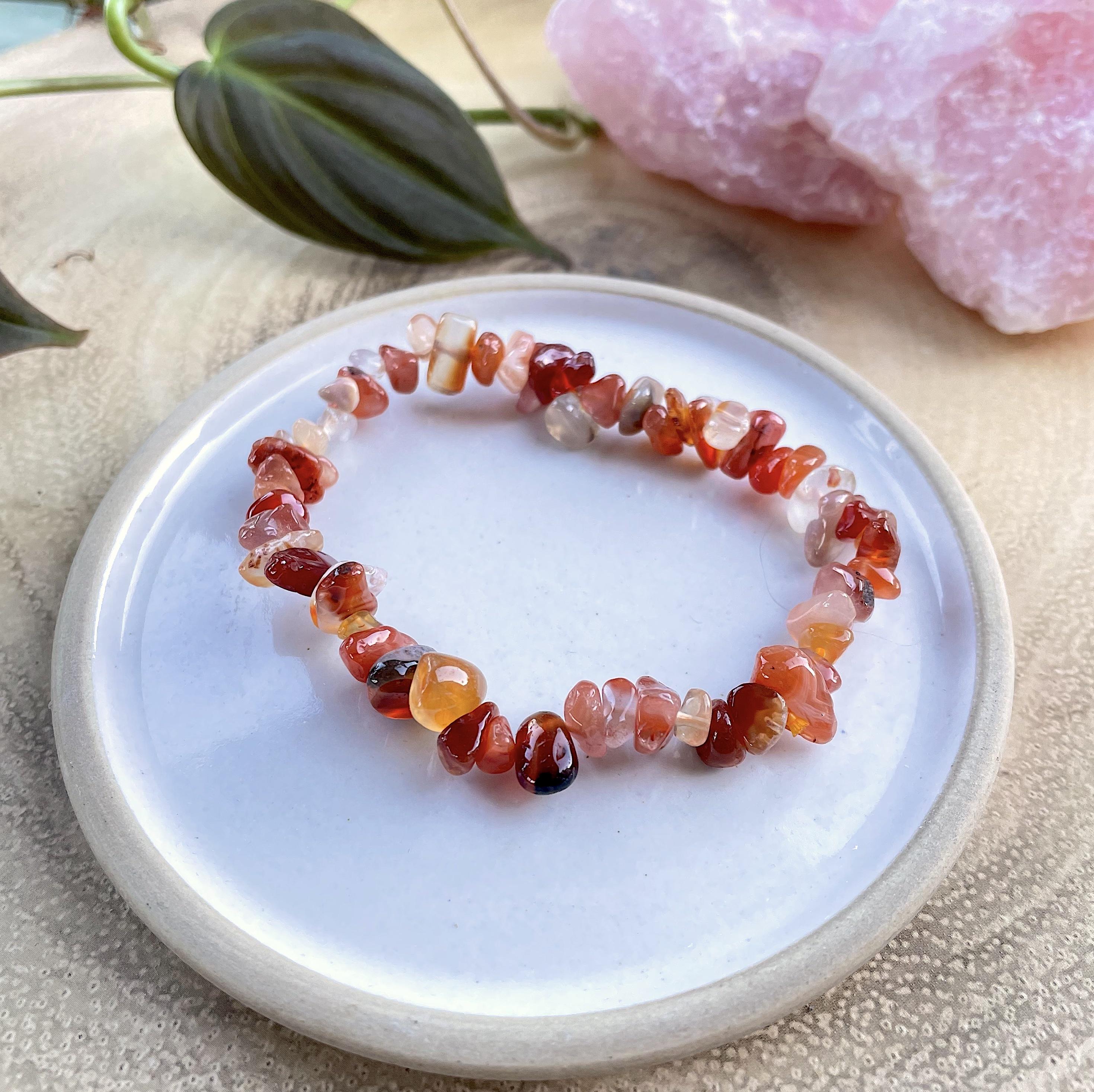 Red Carnelian Chip Bracelet, The Holistic Hamper, online crystal healing shop UK