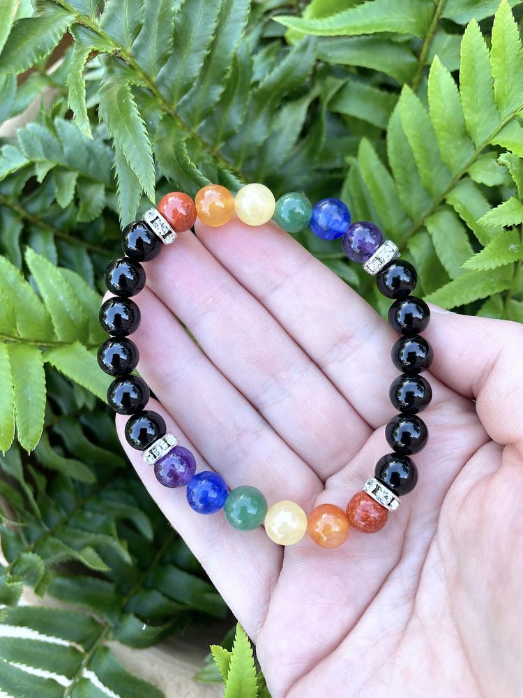 LGBTQ+ Gay Pride Beaded Bling Crystal Bracelet with Rainbow Gemstones, The Holistic Hamper, online crystal healing shop UK
