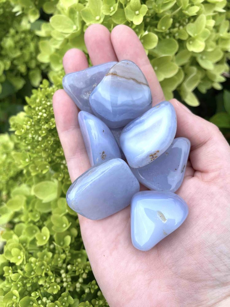 blue chalcedony crystal tumble stones, The Holistic Hamper crystal shop