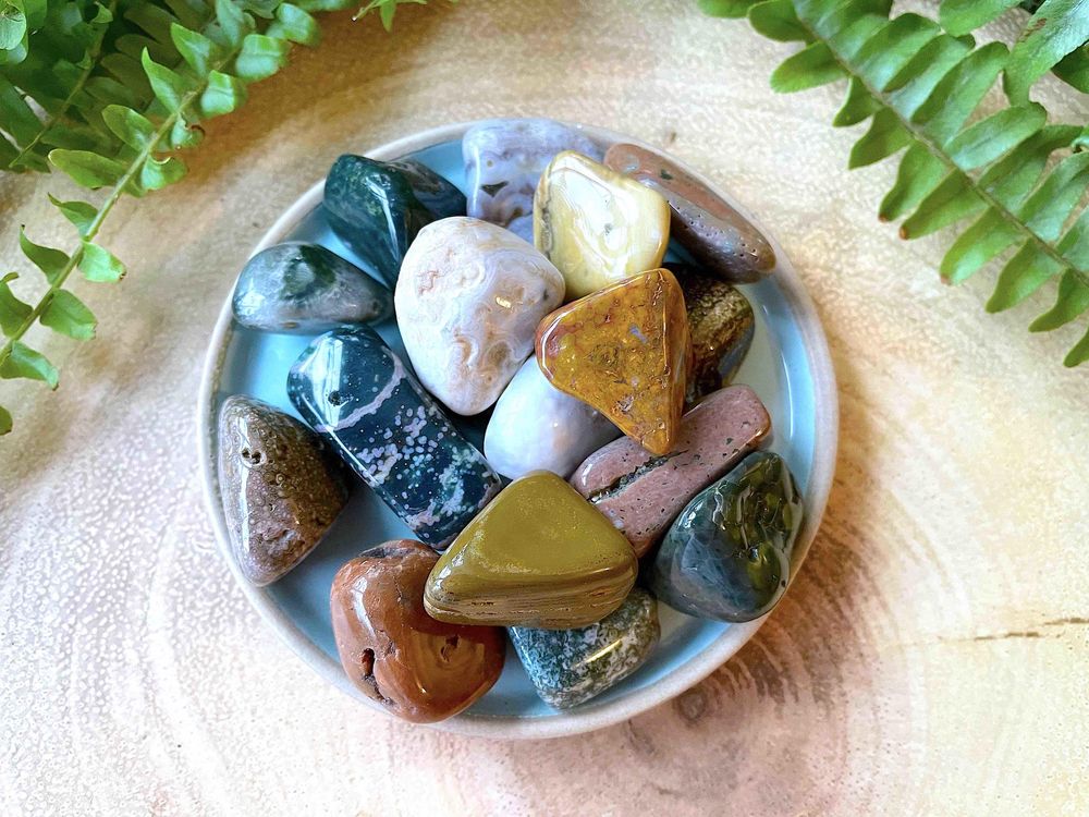 Ocean Jasper tumble stone, crystal for positivity, happiness, The Holistic Hamper, online crystal shop UKuk online crystal shop