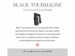Black tourmaline crystal information card