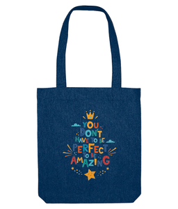 You don't have to be perfect to be amazing French navy tote bag